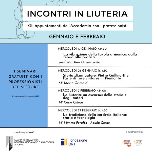 Locandina dell'evento Incontri in liuteria di Liutailab a Milano 2022